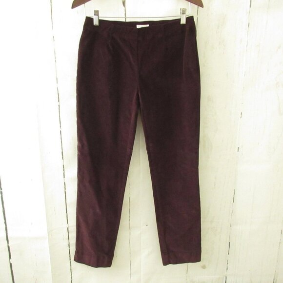 J. Jill Pants - J Jill Pants 2 Purple Corduroy Side Zip Flat Front Ankle Crop